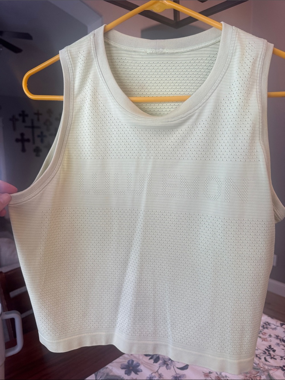 lululemon athletica Pale Yellow Perforated Scoop Tank